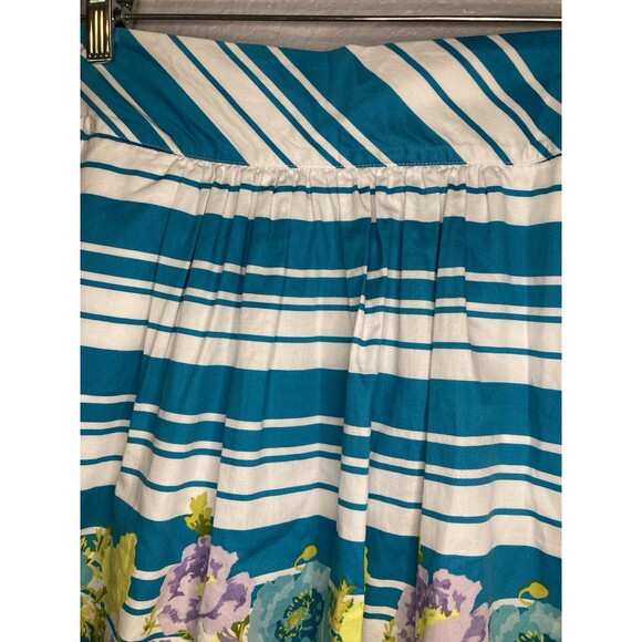 Talbots Striped Skirt 2P Floral Pleated Spring Summer Side Zip Pockets Cotton - Picture 4 of 7